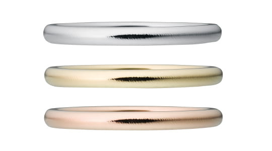 （上）プラチナ（中）ゴールド（下）ピンクゴールド